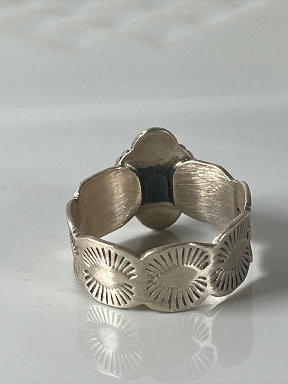 Solid Sterling Silver Southwest Purple Spiny Cigar Style Gemstone Ring Size 10.5 - Picture 6 of 11